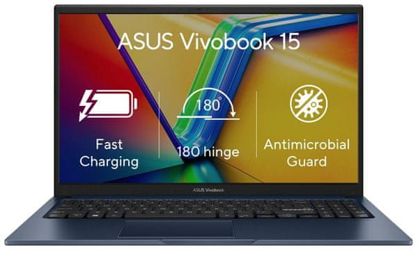 notebook Asus VivoBook 15 X1504ZA-NJ040W laptop Full HD rozlišení SSD M.2 PCIe NVMe tenký rámeček procesor Intel Core i3 12. generace Intel UHD Graphics integrovaná grafická karta výkon práce zábava 2023