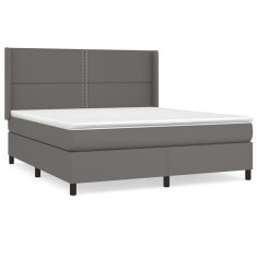 Vidaxl Box spring postel s matrací šedá 160x200 cm umělá kůže